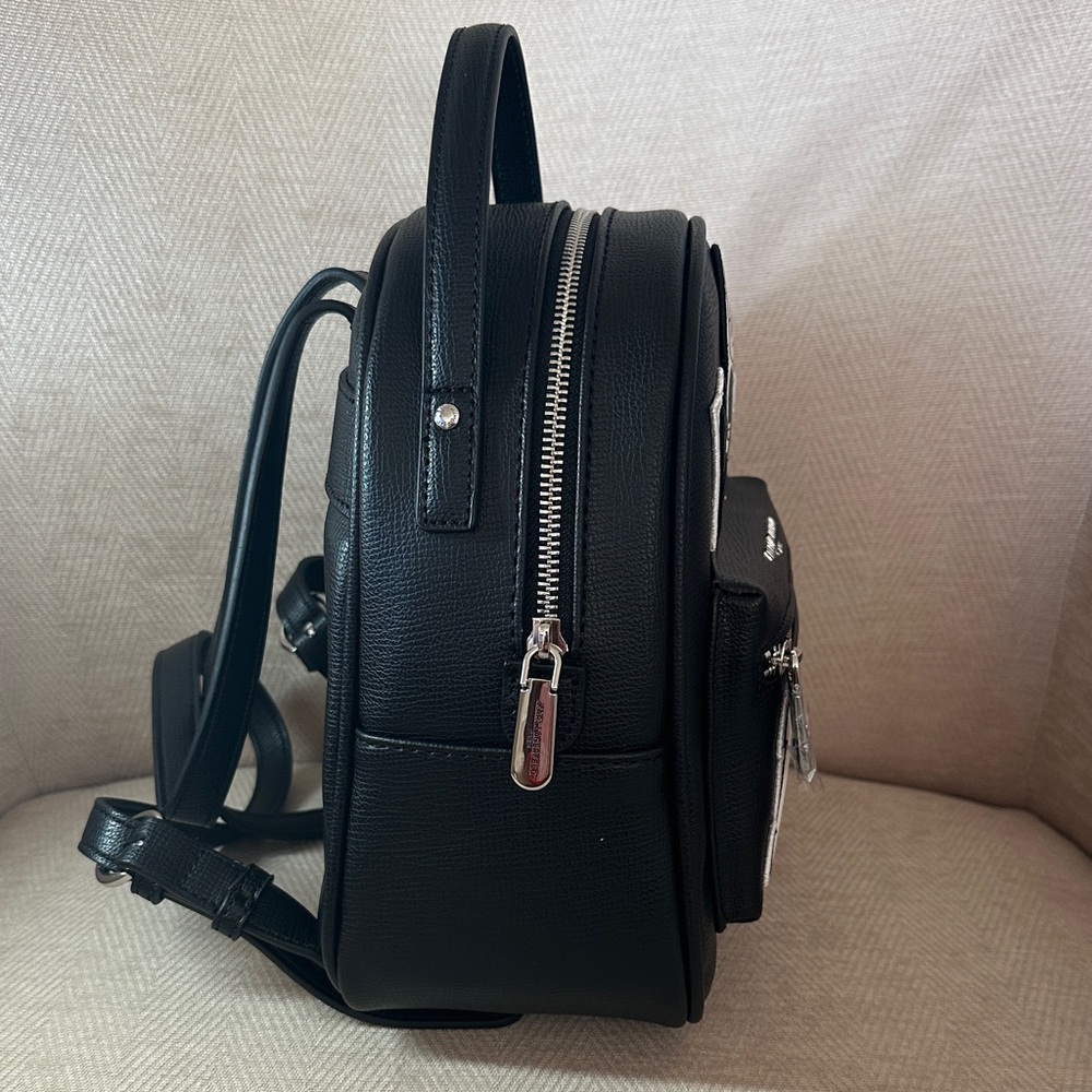 Karl Lagerfeld Black Backpack with Iconic Patches - Picture 3 of 9